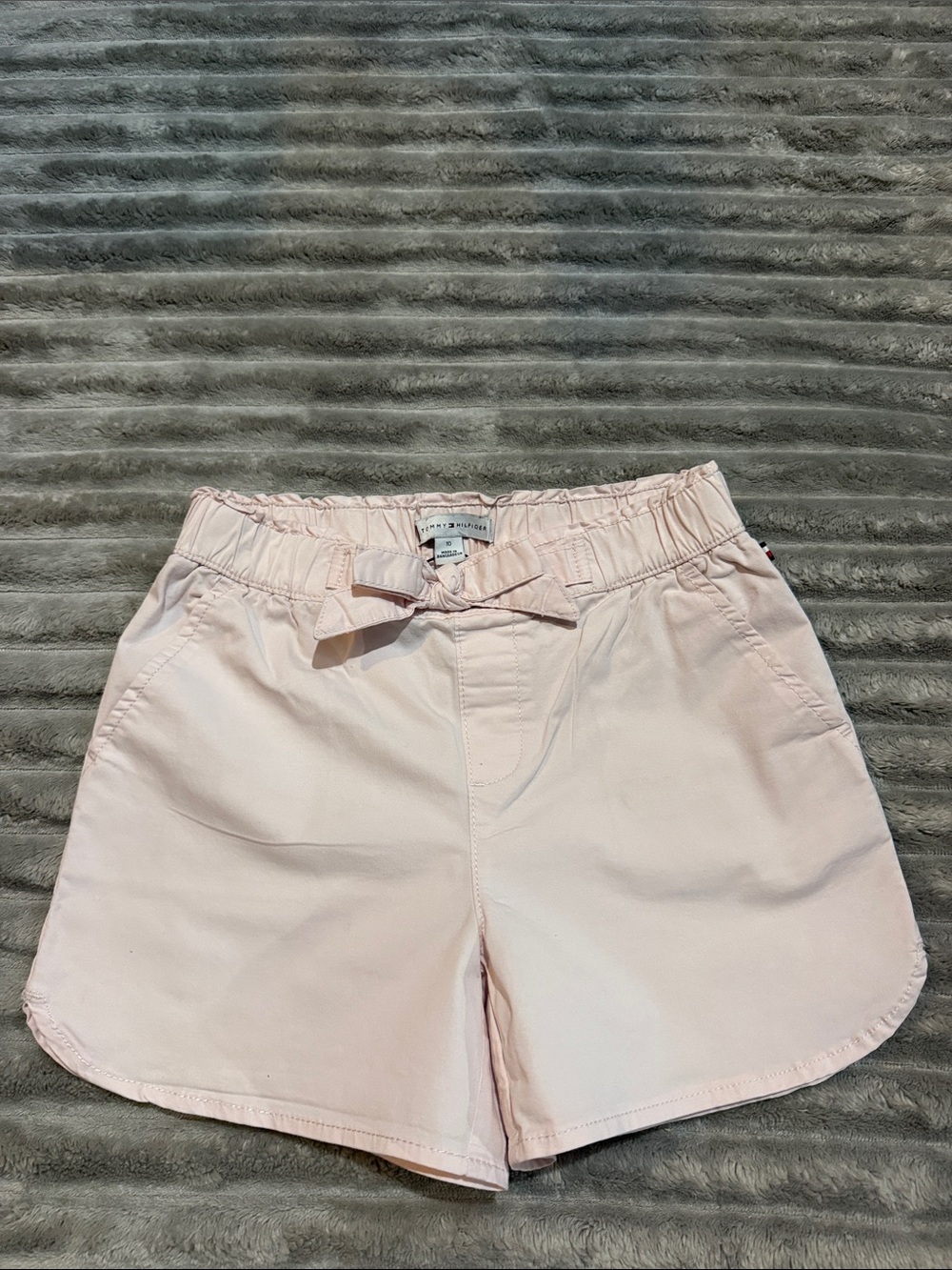 Girls' Light Pink Pull-On Shorts with Bow Size 10